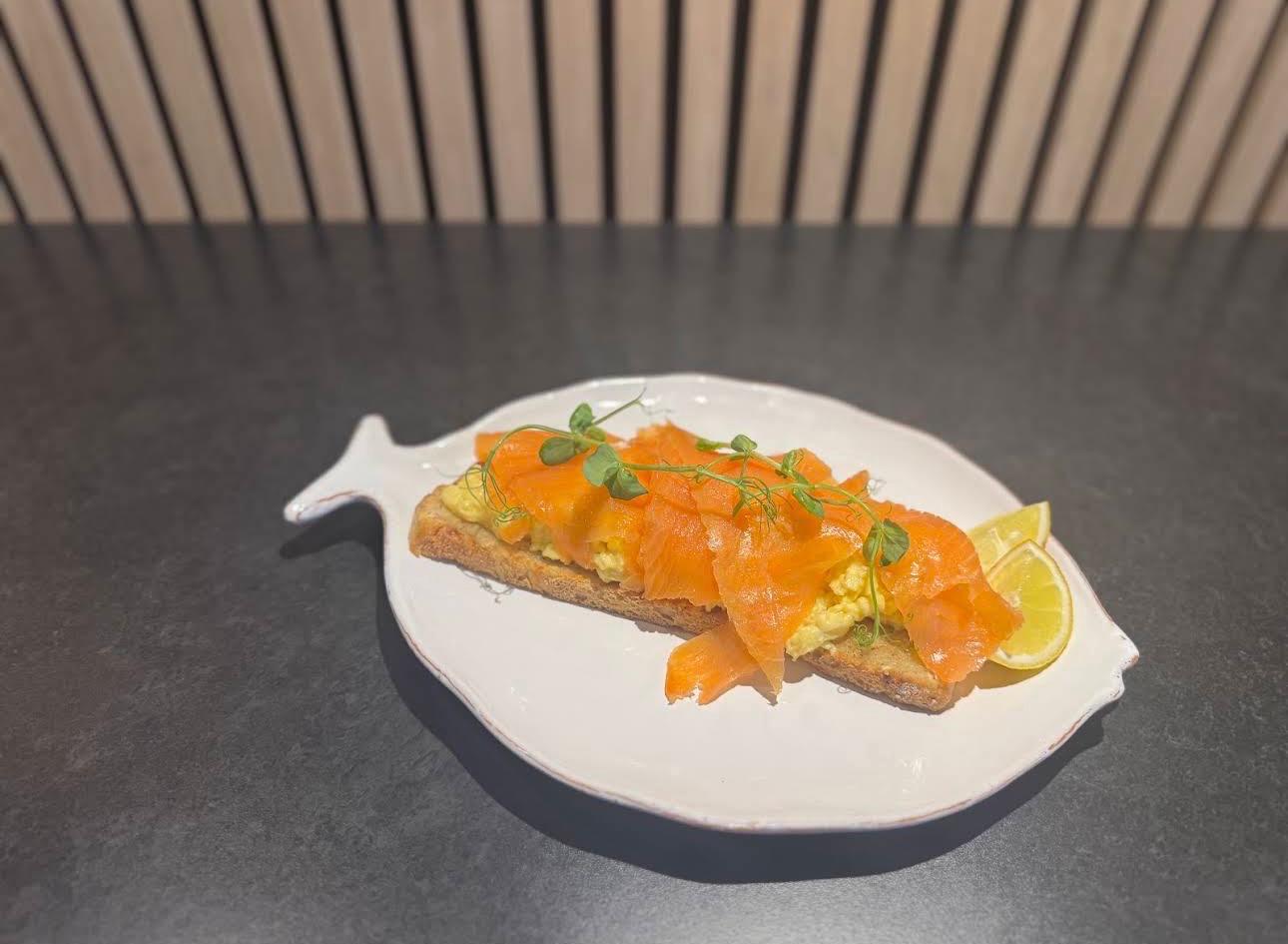 Smoked salmon on toast served at Springs Fish Shop and Café.